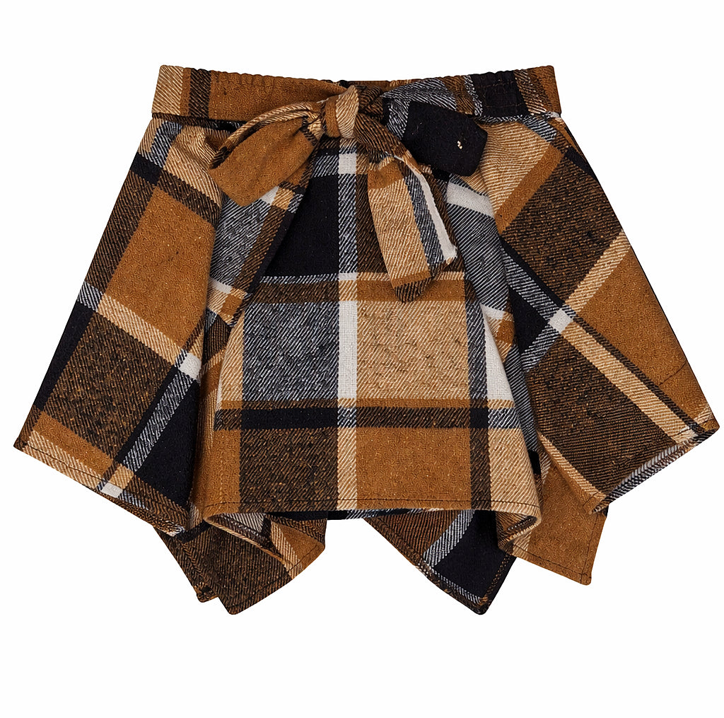 PLAID FRONT TIE SKORTS