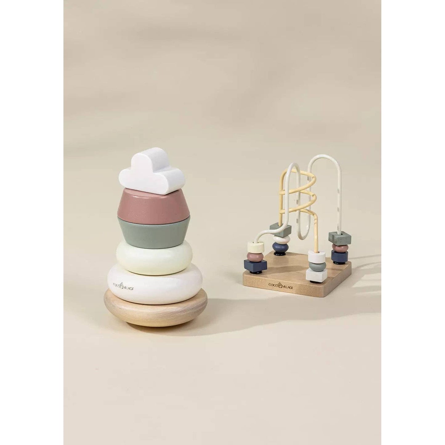 Wooden Baby Toy Gifting Set Stacking Rings & Bead Maze