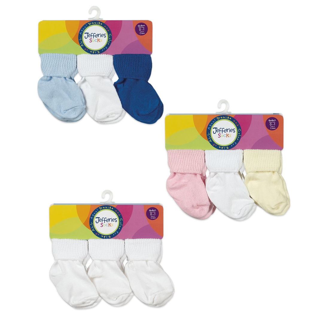 Jefferies Socks Classic Turn Cuff Bootie Socks 6 Pair Pack 0/9mo Newborn