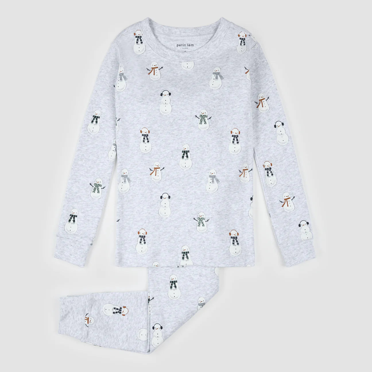 2PC PJ SET: L/S TOP + PANT KNIT-HEATHER GREY LT.