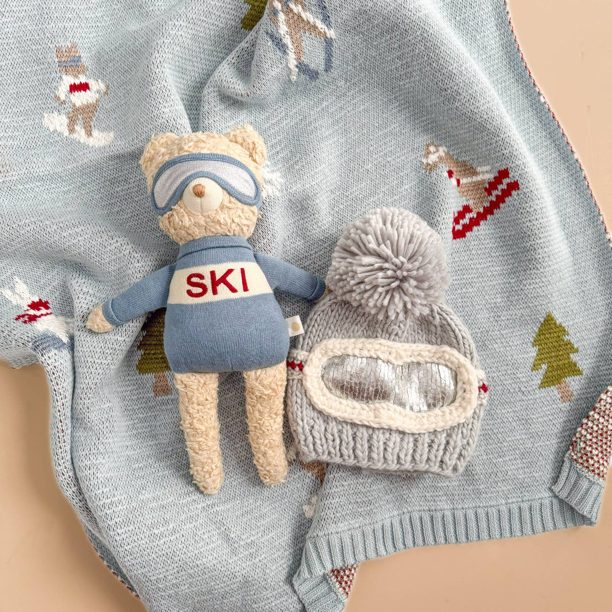 Ski Goggles Beanie, Bowie Grey Baby Kids Adult Snowboard Hat