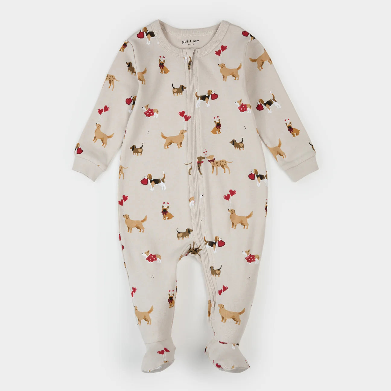 Puppy Love Print on Beige Sleeper