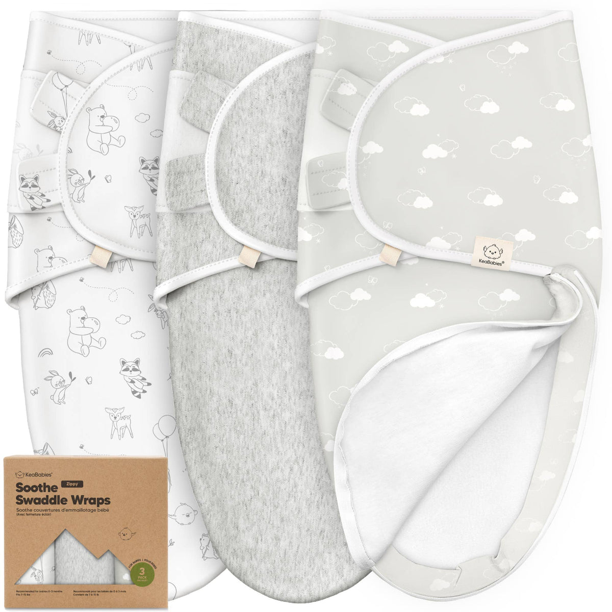 3pk Soothe Zippy Baby Swaddles 0-6 Months,Newborn Sleep Sack