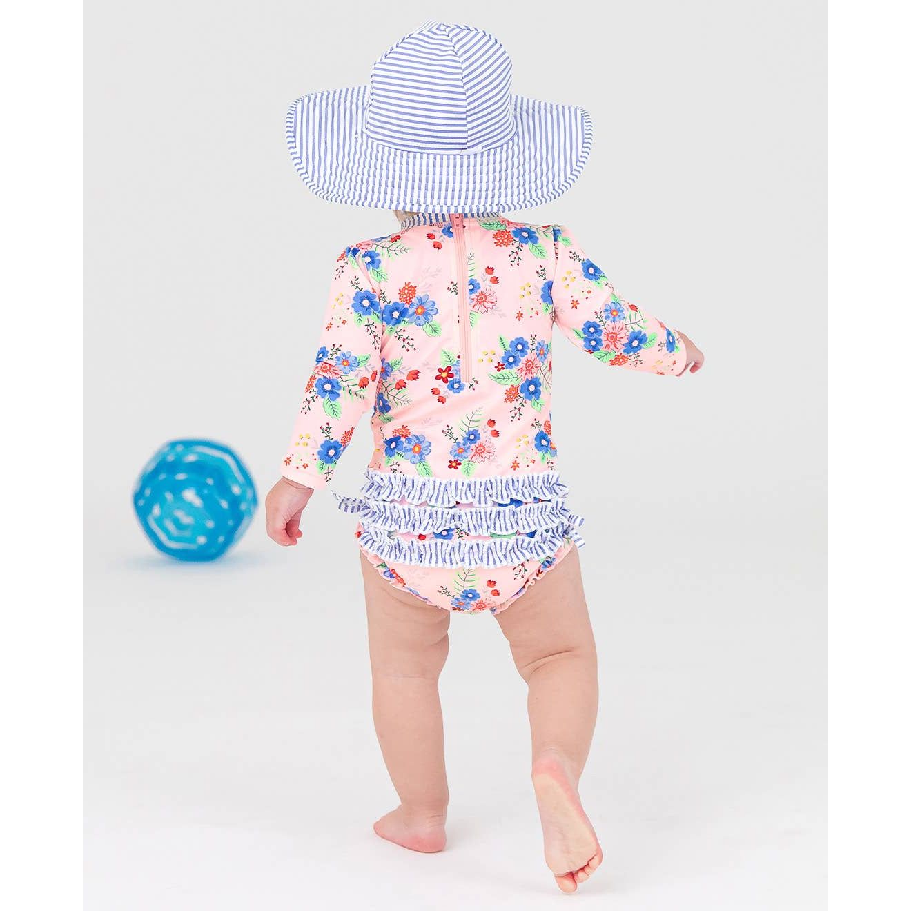 Girls Periwinkle Blue Seersucker Swim Hat