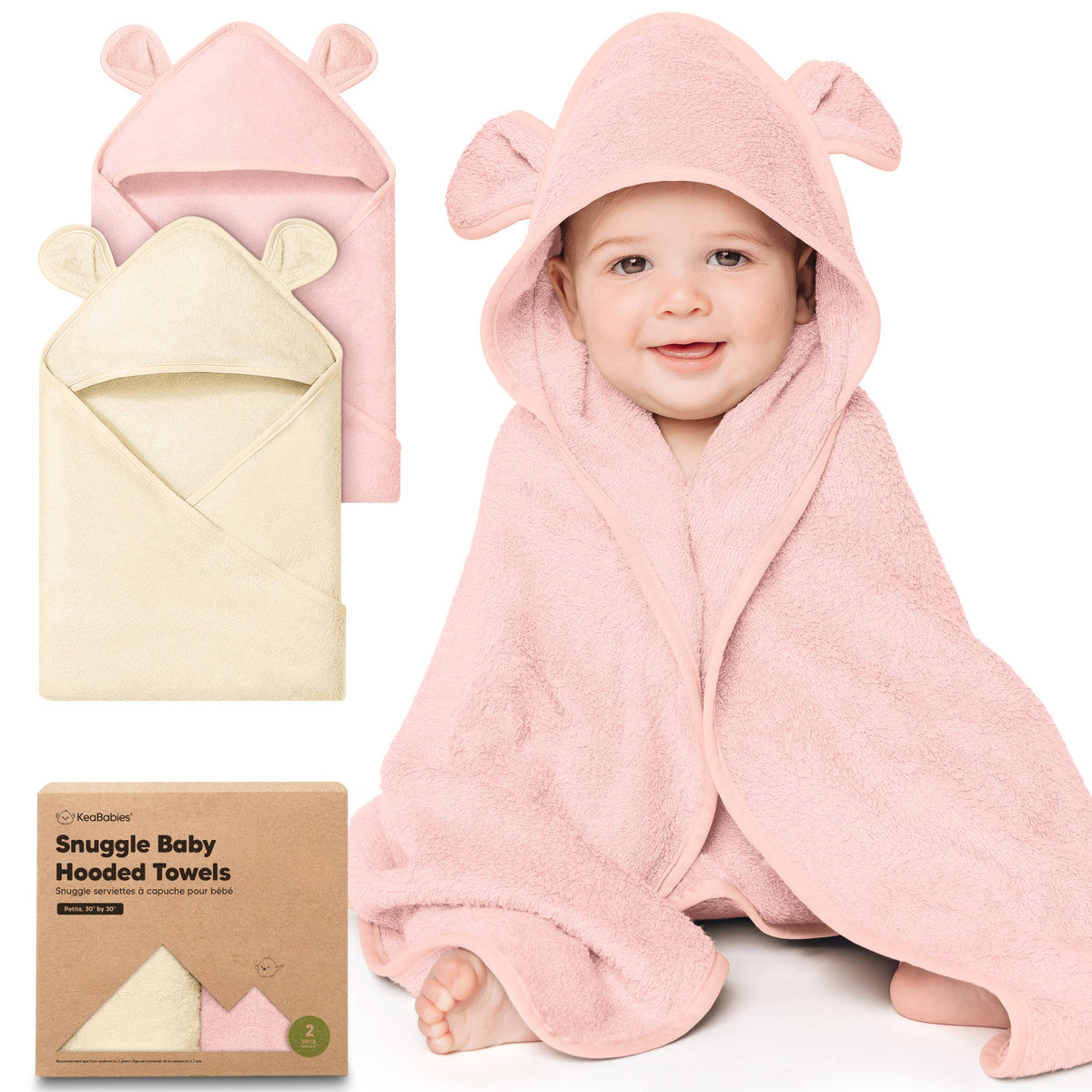 KeaBabies 2-pack Snuggle Baby Hooded Towels