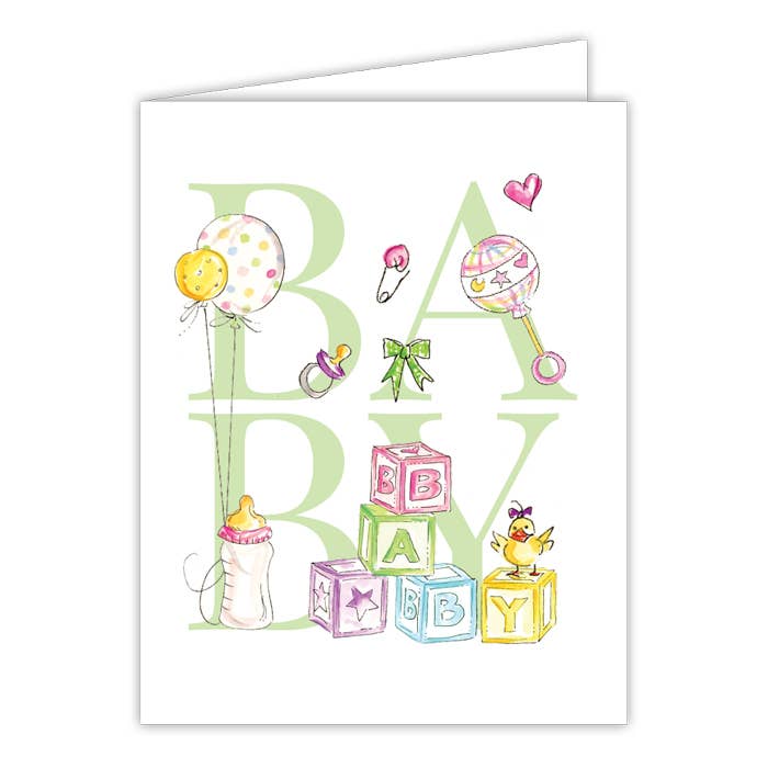 Handpainted Greet Baby With Sweet Icons Greeting Card