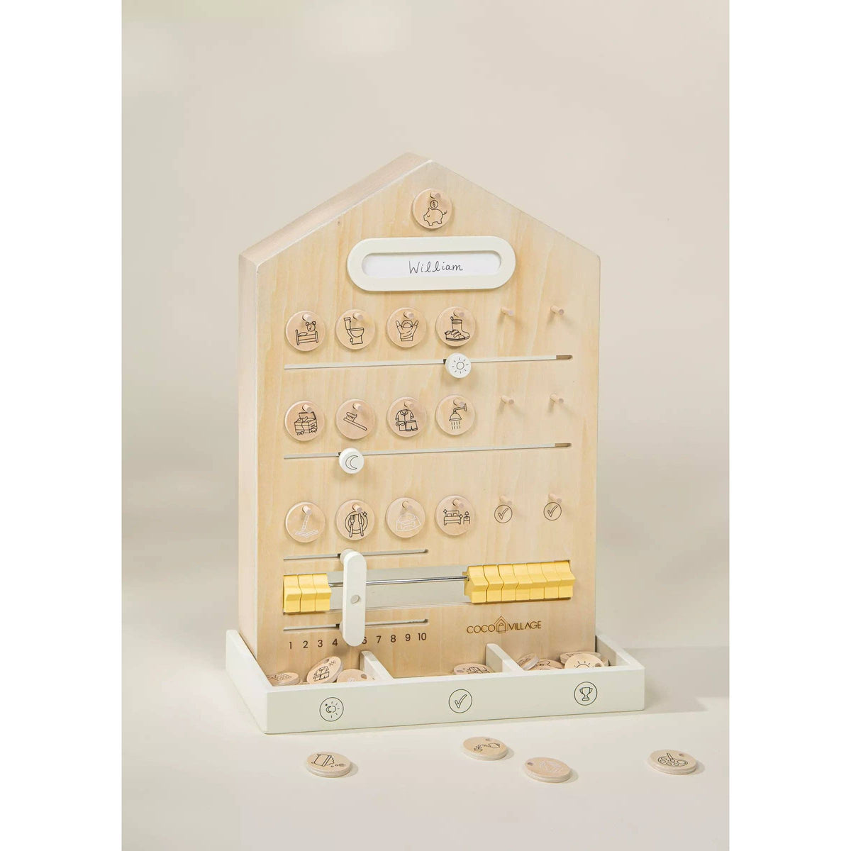 Wooden Routine, Tasks and Rewards Board for Kids 3-in-1