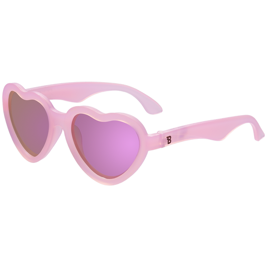 Frosted Pink Heart | Purple Polarized Mirrored Lenses: Ages 3-5