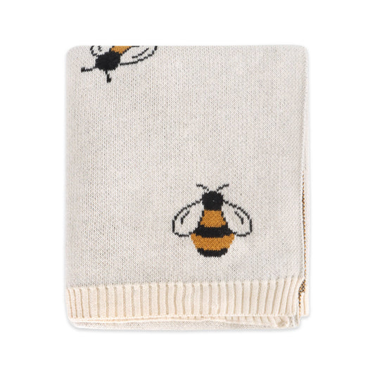 Bee - Organic Cotton Jacquard Sweater Knit Baby Blanket