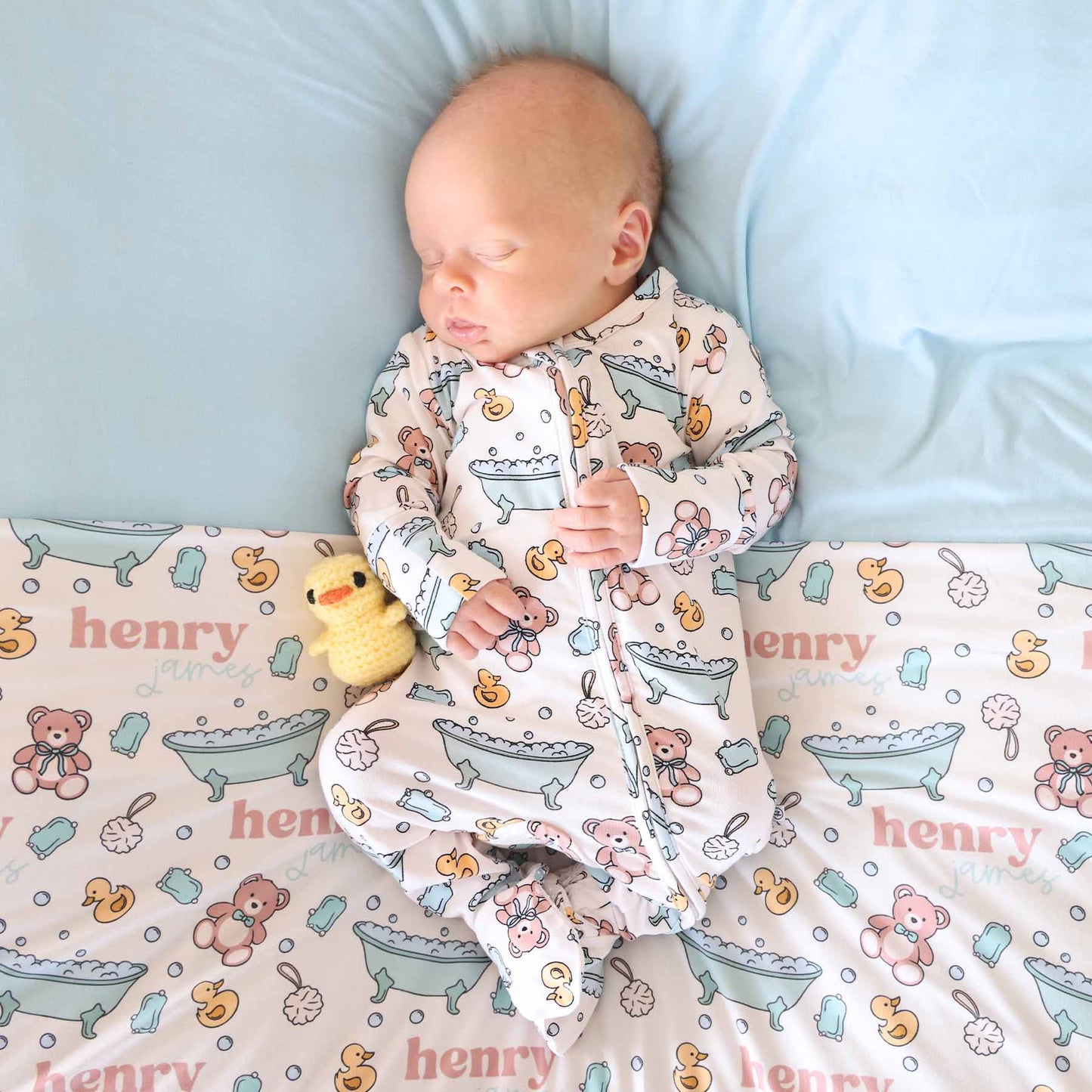 Bathtime Besties Zipper Footie | Blue