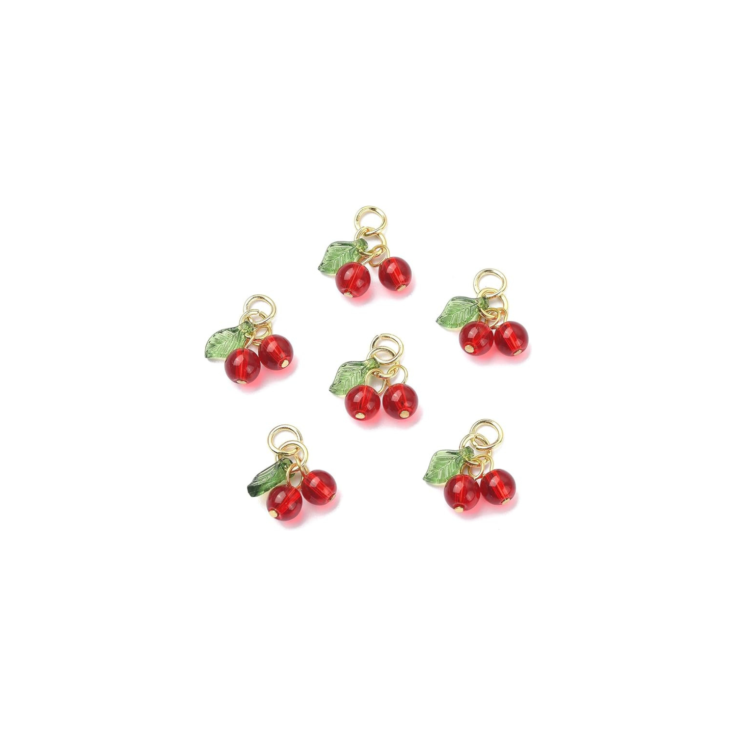 Gold Dangling Cherries Charm