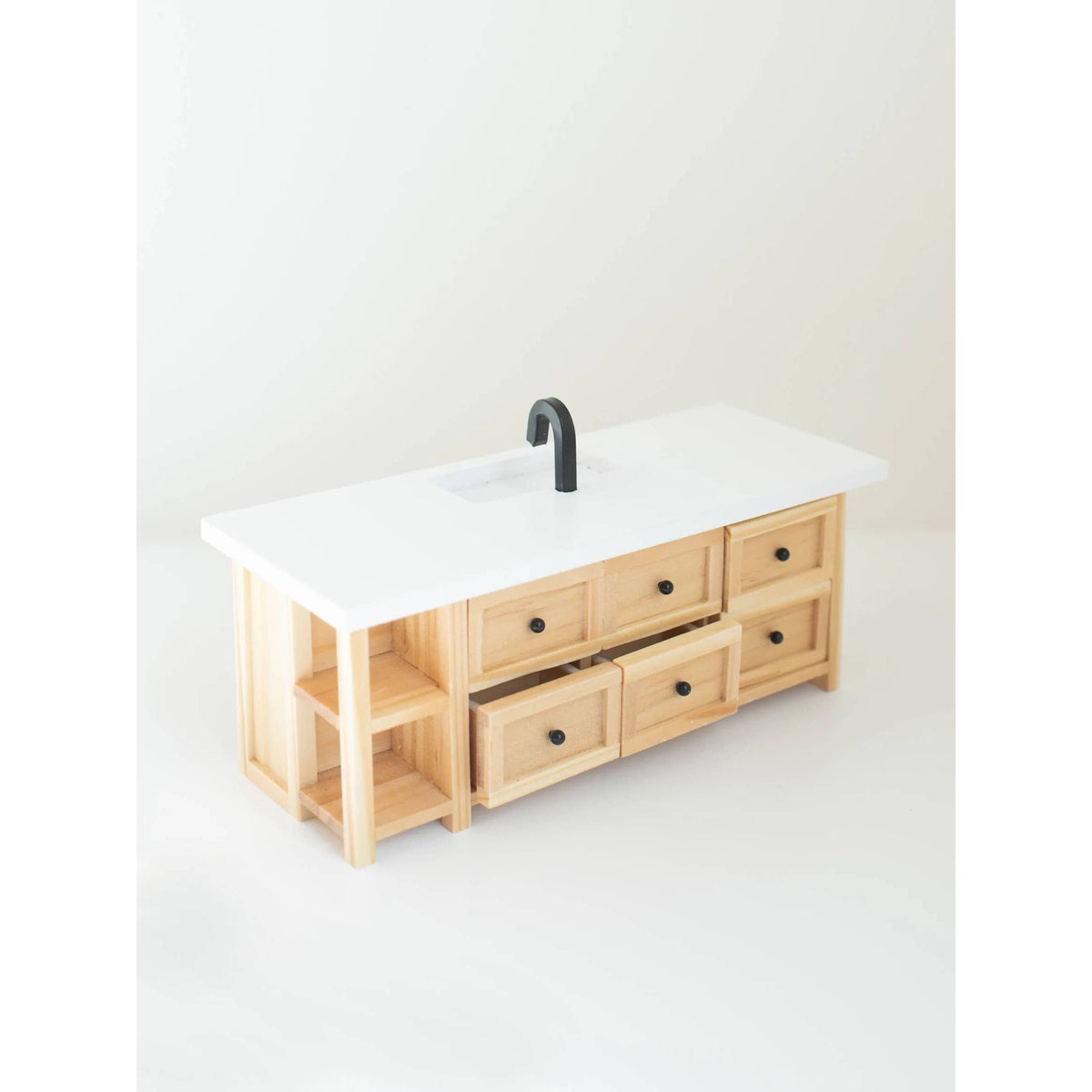 Dollhouse Farm Style Island with Drawers | Natural Wood