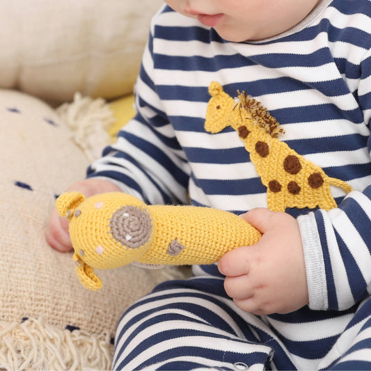 CROCHET GERALD GIRAFFE STICK RATTLE