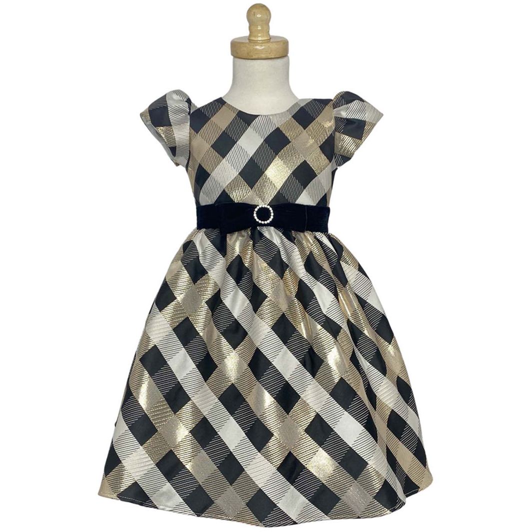 Metallic Check Girls Dress
