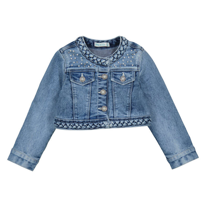 Denim jacket with pearls
