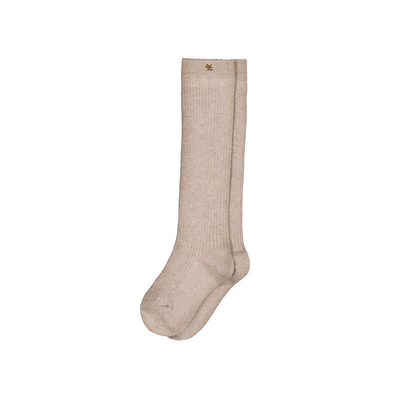 Beige Ribbed Knee High Socks