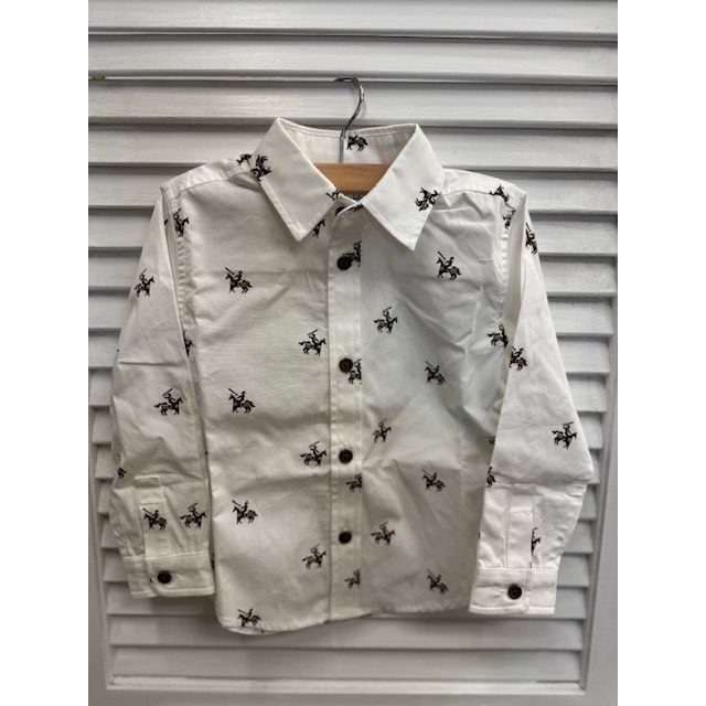 Knight print on off-white shirt