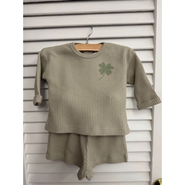 Green Thermal Short Set Shamrock Emb