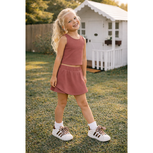 Skort Set Solid Brown