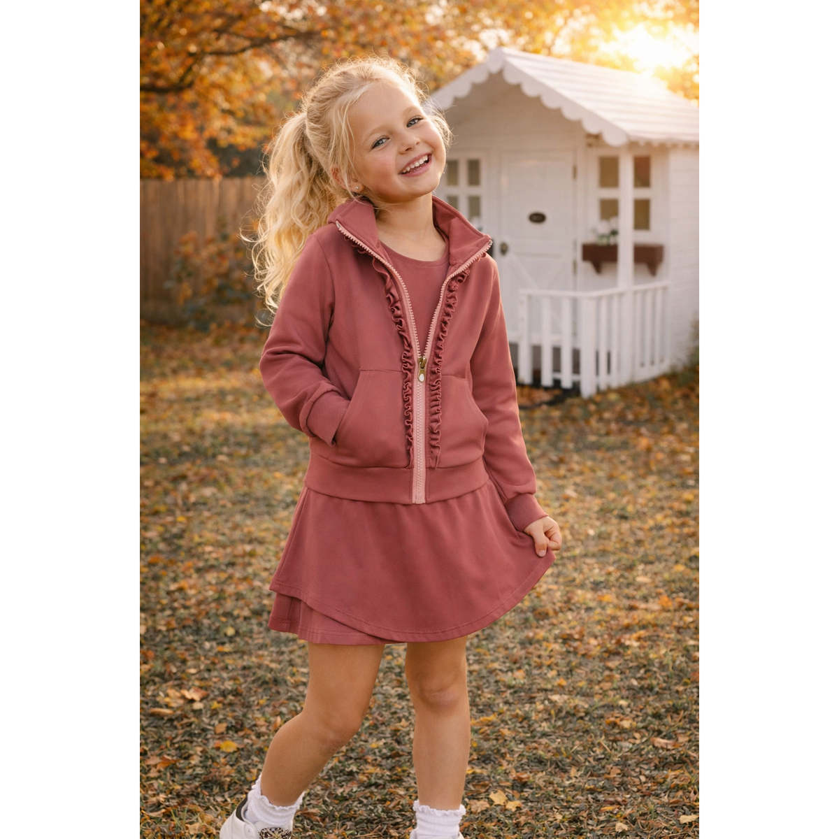 Skort Set Solid Brown
