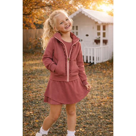 Zip Up Jacket Solid Brown