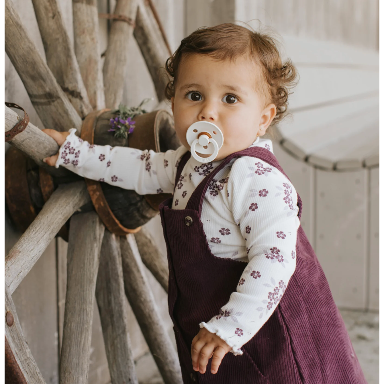 Plum corduroy overall dress set