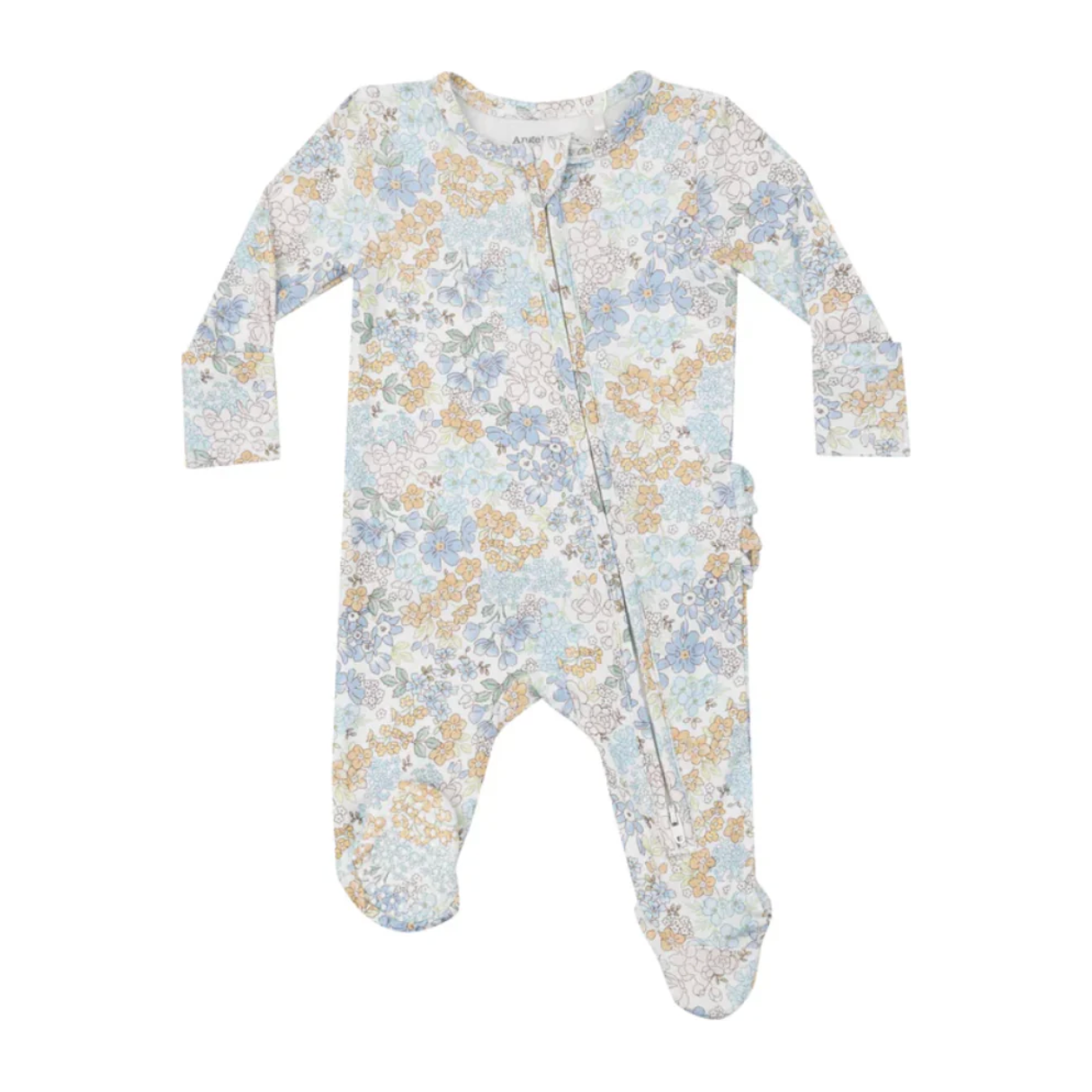 Edith's Floral - 2 Way Zipper Ruffle Back Footie