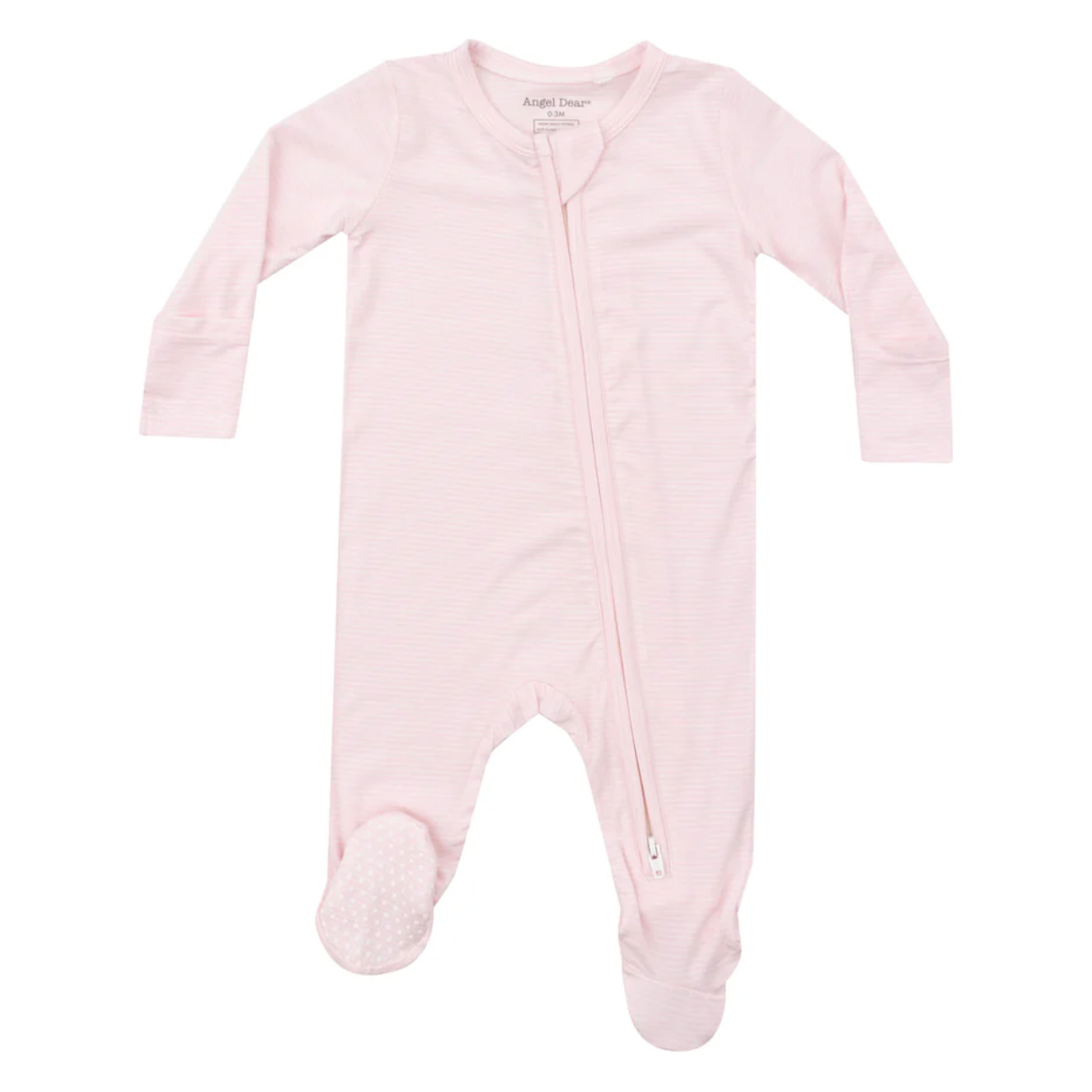 Light Pink Stripe 2 Way Zipper Footie