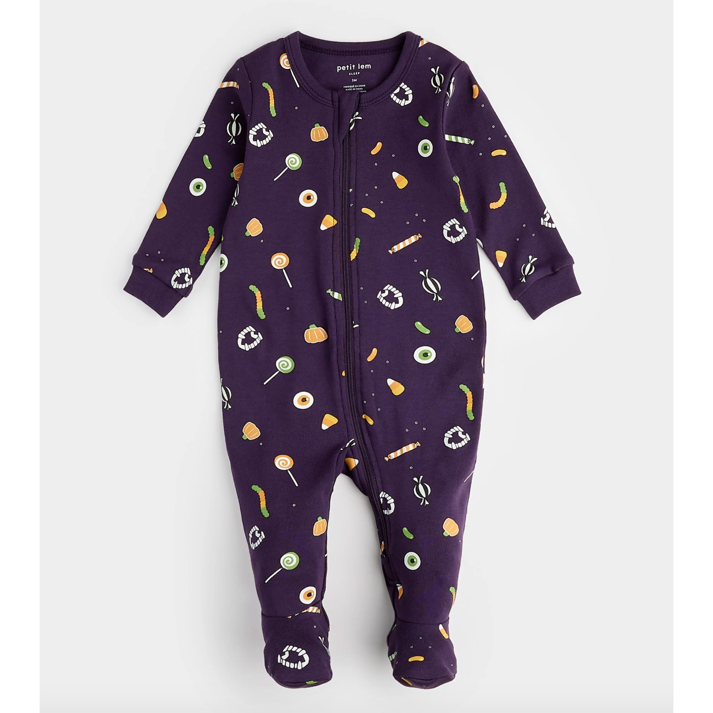 TRICK-OR-TREAT PRINT ON DEEP PURPLE SLEEPER