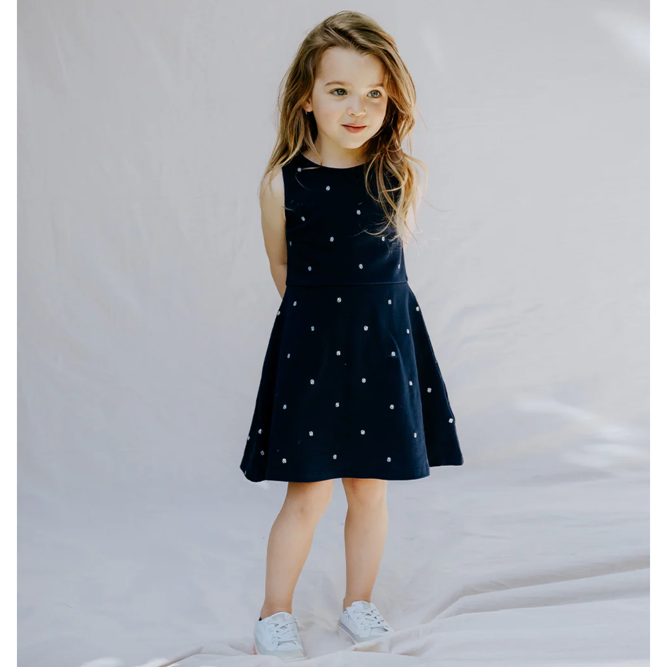 Embroidered Dress Blues Pique Dress