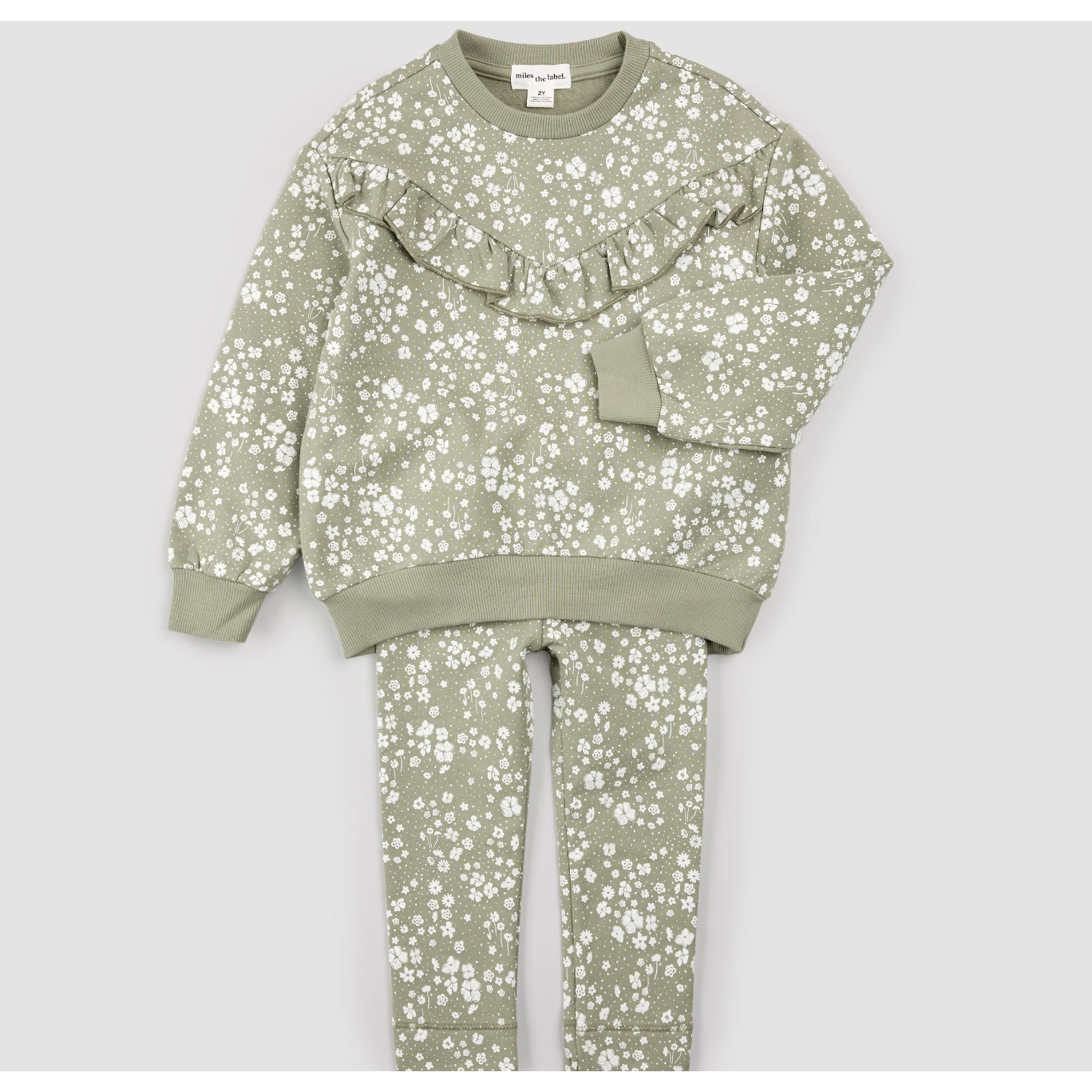 2 PCS SET: L/S TOP AND LEGGING KNIT-GREEN DUSTY