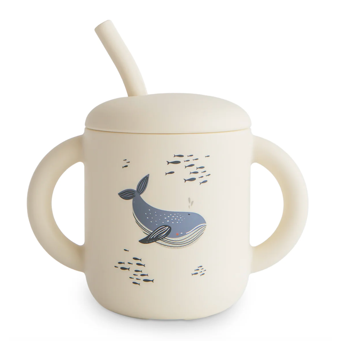 Silicone Training Cup + Straw w/Design