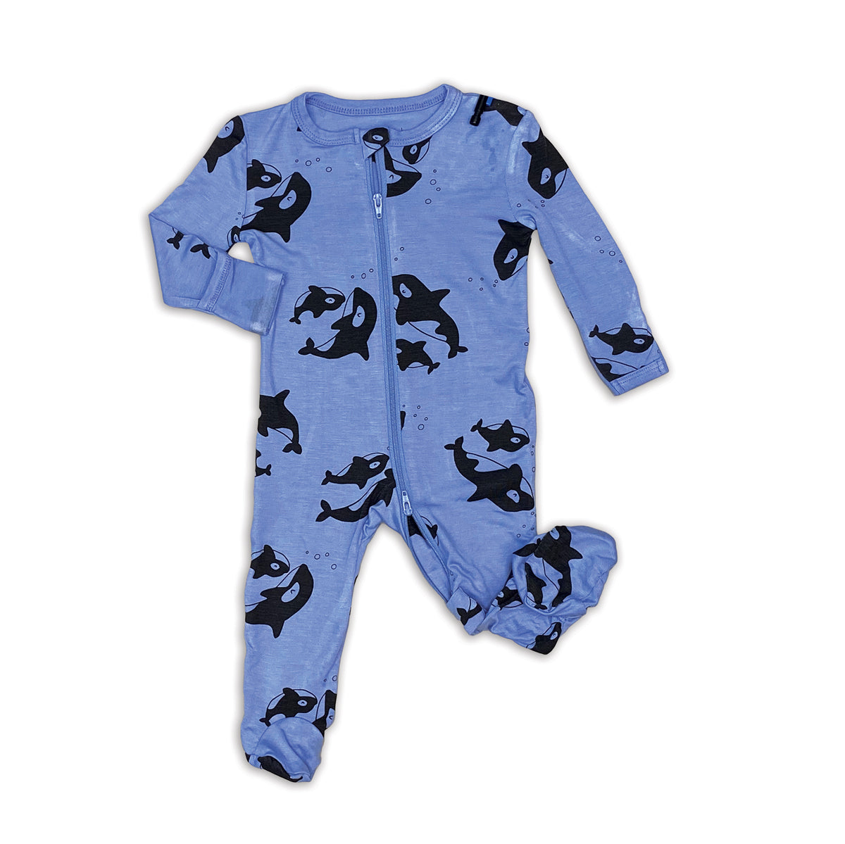 Bamboo Footies with Two Way Zipper Asst Prints