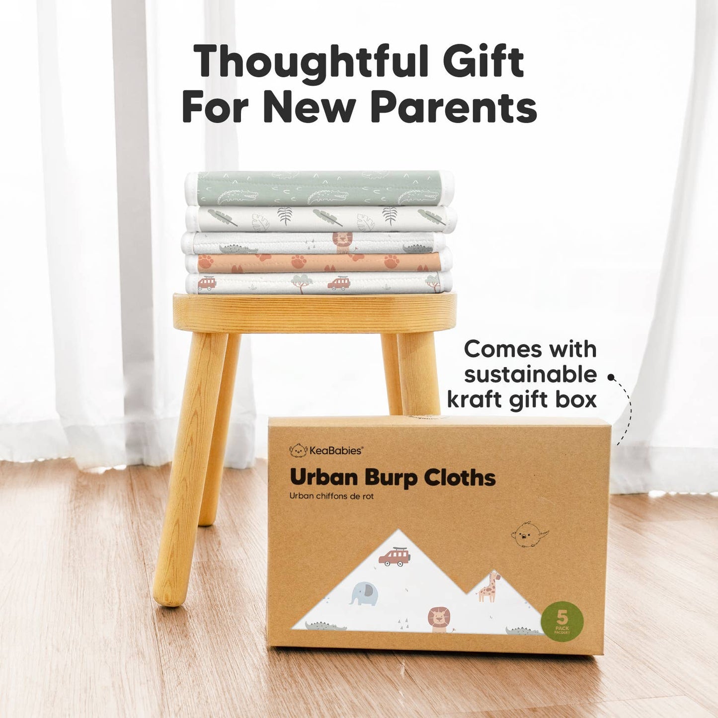 KeaBabies 5-Pack Urban Burp Cloths