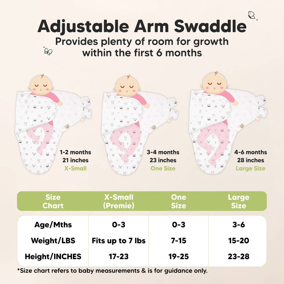 3-Pack Soothe Baby Swaddles 0-3 Months with Knot Hat