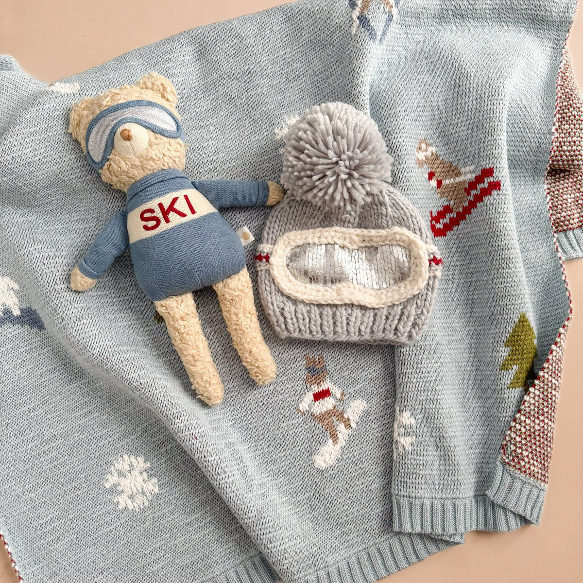Ski Goggles Beanie, Bowie Grey Baby Kids Adult Snowboard Hat
