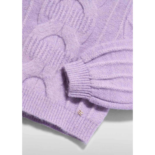 Girl Cable Knit Sweater Purple