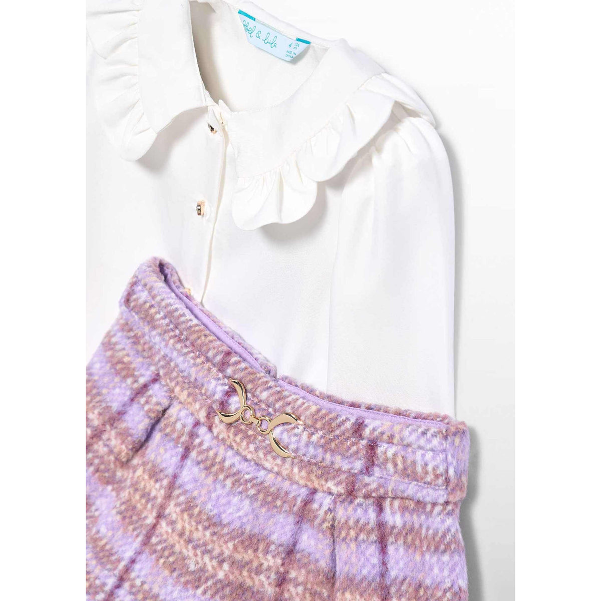 Girl Checked Shorts Set