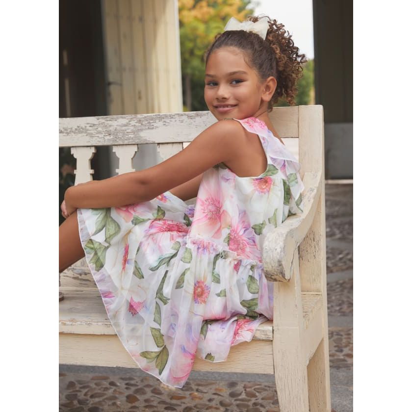 Gauze Printed Dress Natural Floral