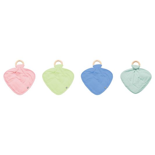 Lovey with Removable Wooden Teething Ring Asst Colors