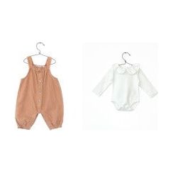 Infant Girls Overall Set-Blush W/Cream