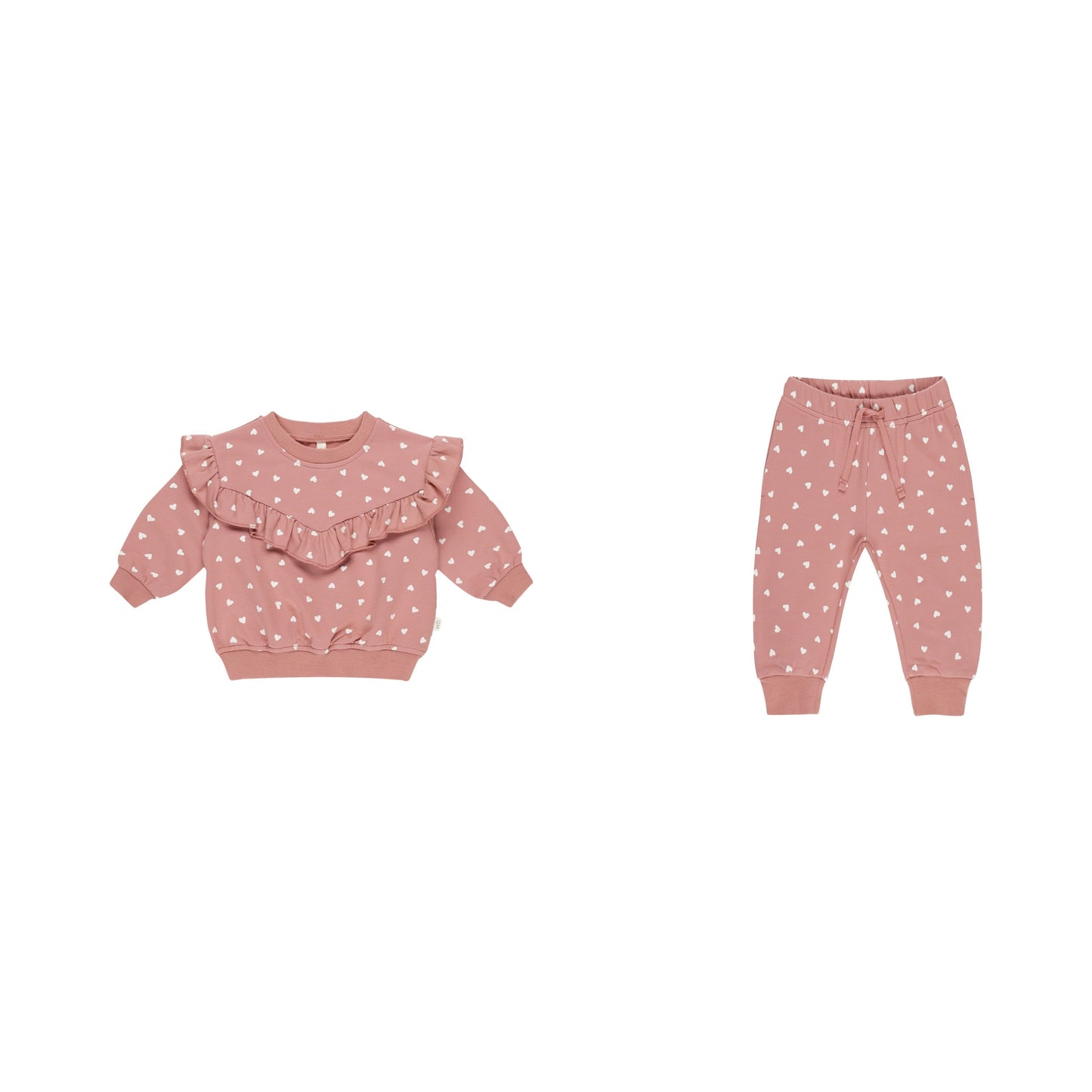 RUFFLE SWEATSHIRT & SWEATPANT|| LIPSTICK HEARTS