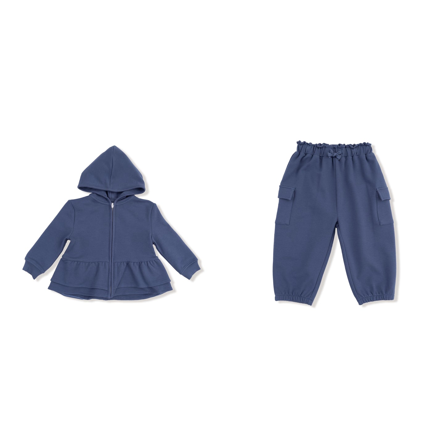 French Terry Sport Vintage Indigo - Fashion Cargo Pants and Hooded Zip