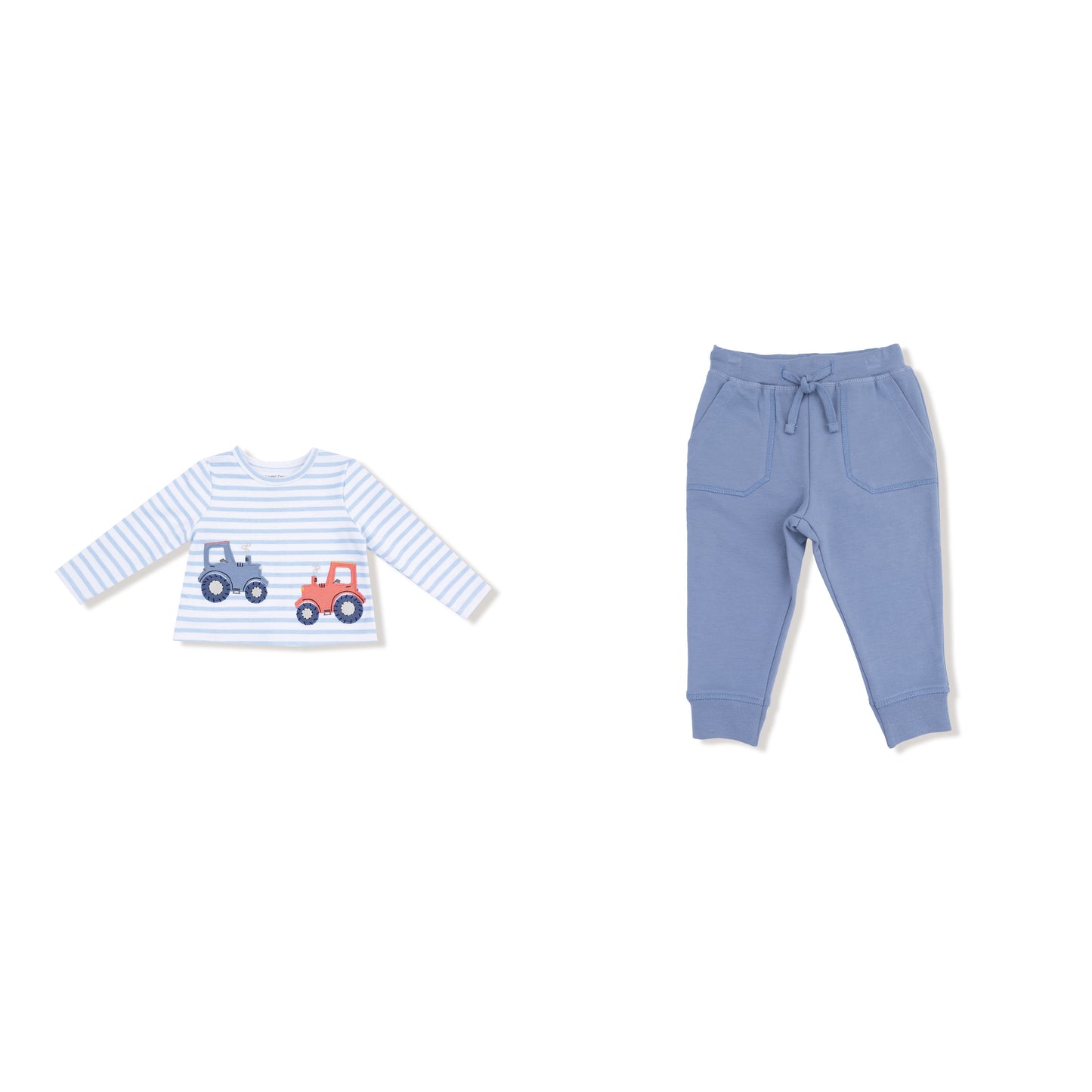 Organic Cotton Jersey L/S Shirt with Tractor Applique w/Pant