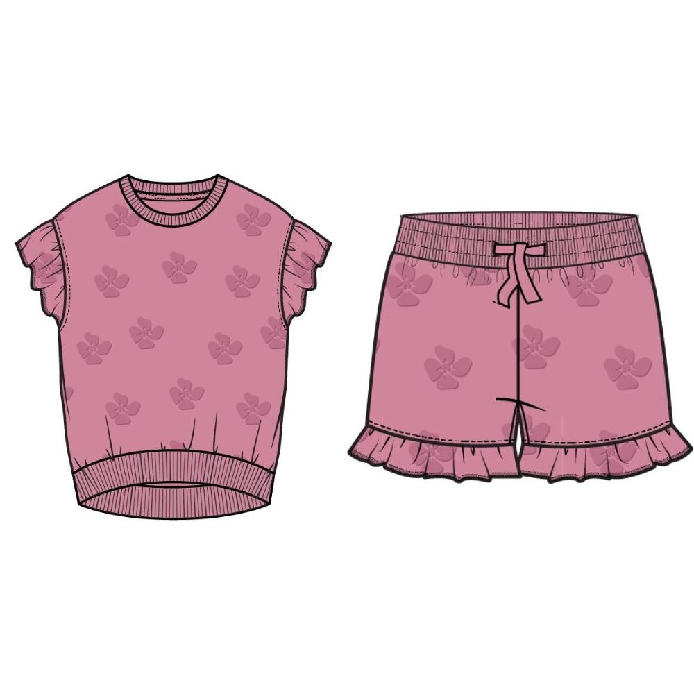 Girls Pink Knit Short Set