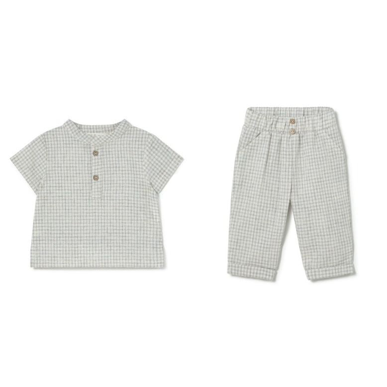 Henley Shirt and Pants Grey Check
