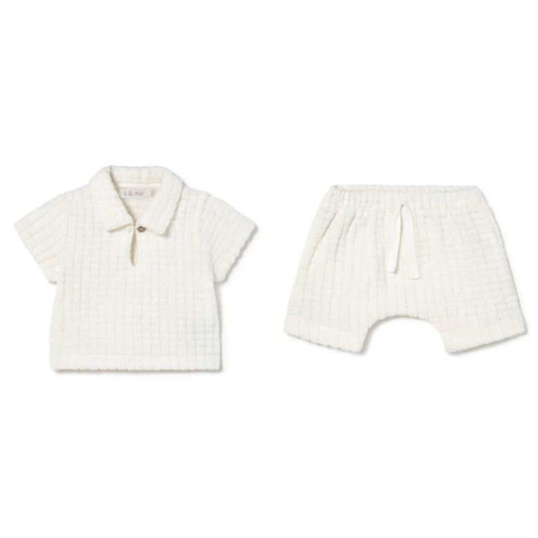 Cream Terry Polo and Short Set