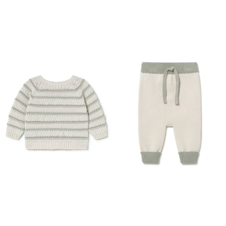 Contrasting Stripe Sweater Set