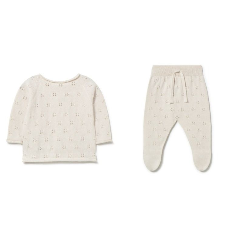 Cream Patterned Knit Top and Footie