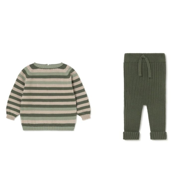 Knit Striped Sweater and Pant Green